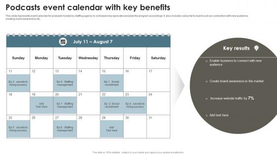 Podcasts Event Calendar With Key Benefits Recruitment Agency Effective Marketing Strategy SS V