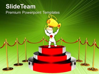 Podium for winner with red carpet trophy powerpoint templates ppt themes and graphics 0113