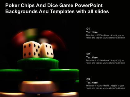 Poker chips and dice game powerpoint backgrounds and templates with all slides