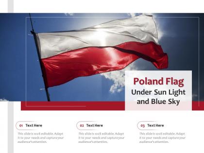 Poland flag under sun light and blue sky