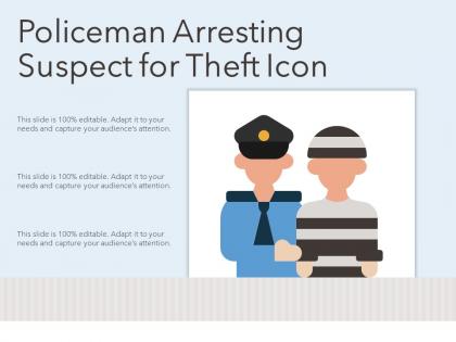 Policeman arresting suspect for theft icon