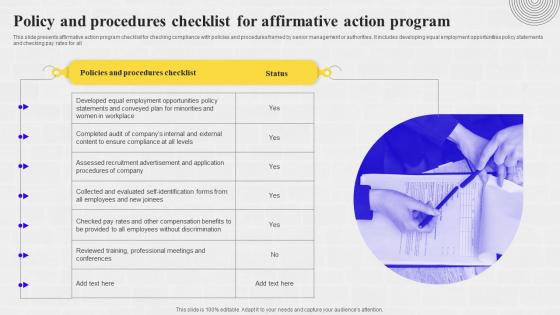 Policy And Procedures Checklist For Affirmative Action Program