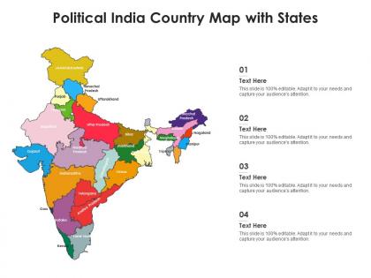 Political india country map with states