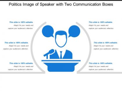 Politics image of speaker with two communication boxes
