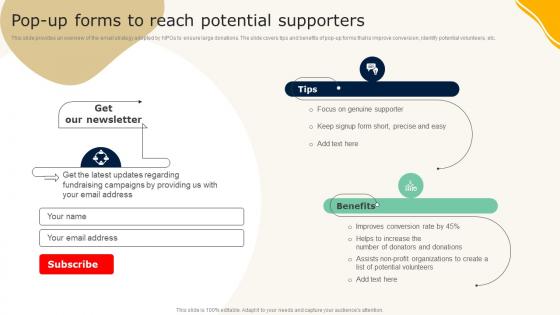 Pop Up Forms To Reach Potential Supporters Guide To Effective Nonprofit Marketing MKT SS V