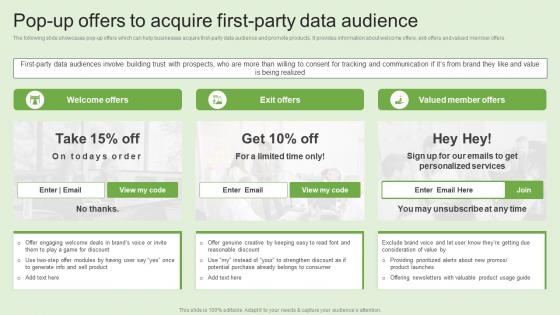 Pop Up Offers To Acquire First Party Data Audience Generating Customer Information Through MKT SS V