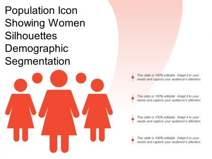 Population icon showing women silhouettes demographic segmentation