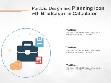 Portfolio design and planning icon with briefcase and calculator