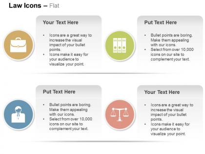 Portfolio folders lawyer scale justice ppt icons graphics