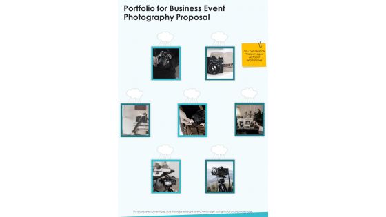 Portfolio For Business Event Photography Proposal One Pager Sample Example Document