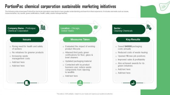 PortionPac Chemical Corporation Sustainable Green Marketing Guide For Sustainable Business MKT SS