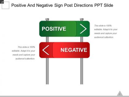 Positive and negative sign post directions ppt slide