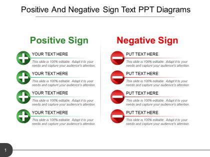 Positive and negative sign text ppt diagrams