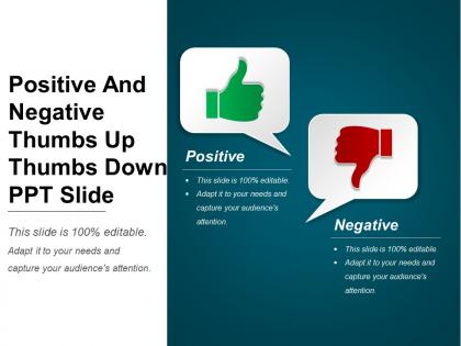 Positive and negative thumbs up thumbs down ppt slide