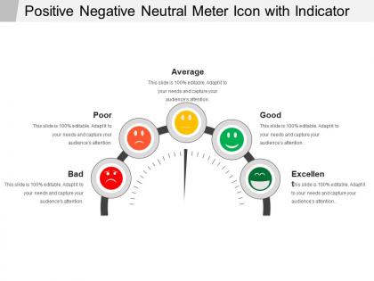 Positive negative neutral meter icon with indicator