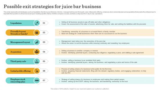 Possible Exit Strategies For Juice Bar Nutritional Beverages Business Plan BP SS