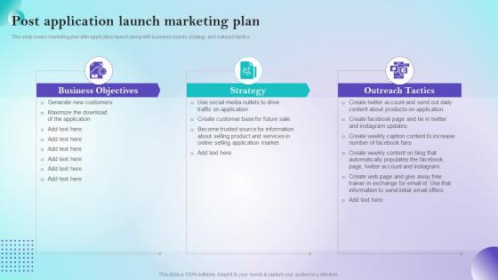 Post Application Launch Marketing Plan Online Selling App Development And Launch