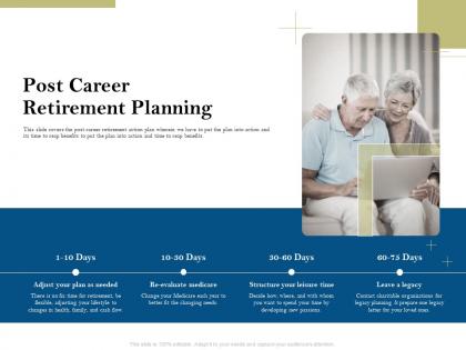 Post career retirement planning pension plans ppt powerpoint presentation brochure