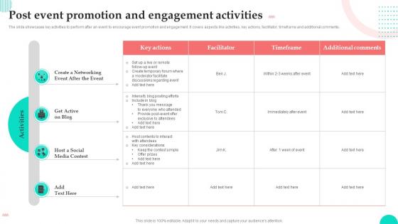 Post Event Promotion And Engagement Activities