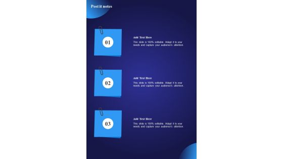 Post It Notes Project Managers Playbook One Pager Sample Example Document
