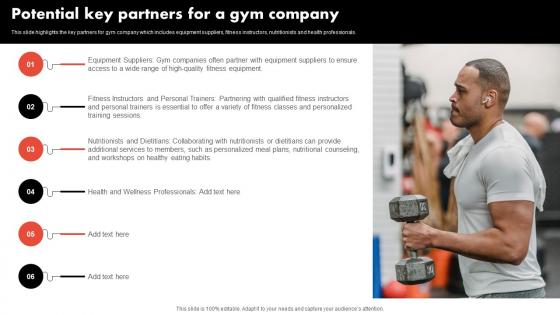 Potential Key Partners For A Gym Company Gym And Fitness Center Business Model