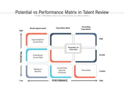 Potential vs performance matrix in talent review