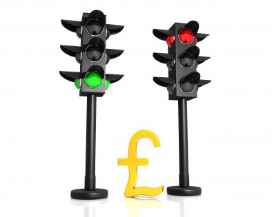 Pound sign with two traffic lights stock photo