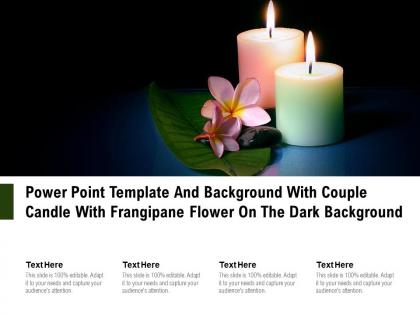 Power point template and background with couple candle with frangipane flower on the dark background