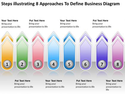 Powerpoint business illustrating 8 approaches to define diagram templates