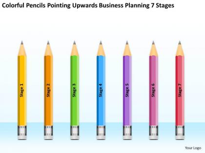 Powerpoint for business pencils pointing upwards planning 7 stages slides