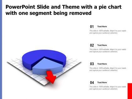 Powerpoint slide and theme with a pie chart with one segment being removed