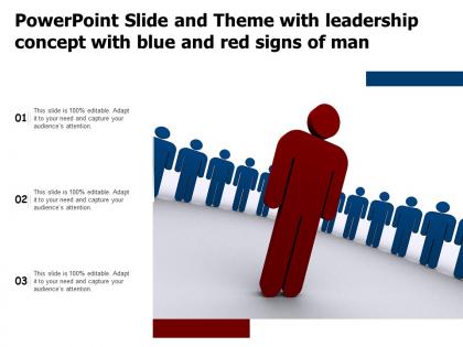 Powerpoint slide and theme with leadership concept with blue and red signs of man