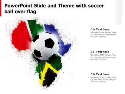 Powerpoint slide and theme with soccer ball over flag