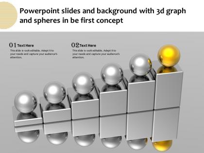 Powerpoint slides and background with 3d graph and spheres in be first concept