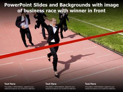 Powerpoint slides and backgrounds with image of business race with winner in front