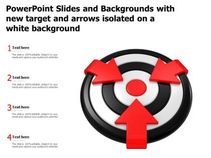 Powerpoint slides and backgrounds with new target and arrows isolated on a white background
