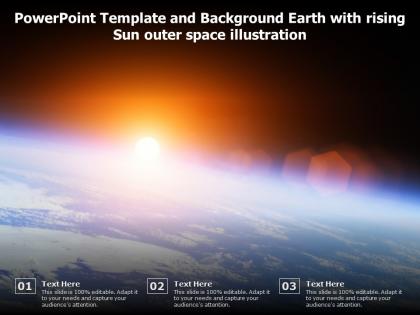 Powerpoint template and background earth with rising sun outer space illustration