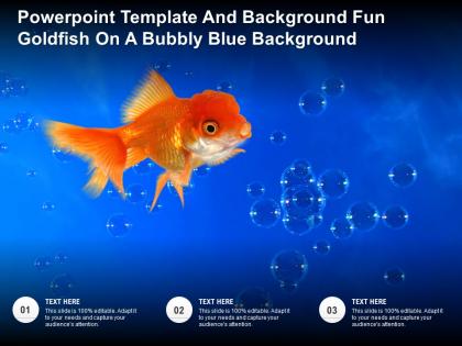 Powerpoint template and background fun goldfish on a bubbly blue background