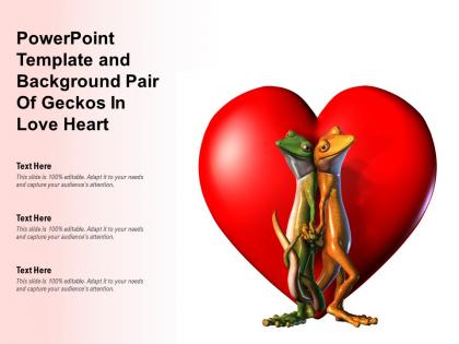 Powerpoint template and background pair of geckos in love heart
