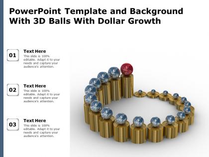 Powerpoint template and background with 3d balls with dollar growth