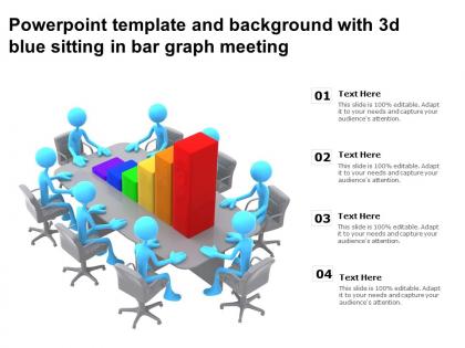 Powerpoint template and background with 3d blue sitting in bar graph meeting