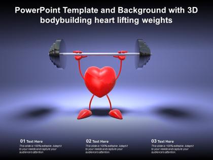 Powerpoint template and background with 3d bodybuilding heart lifting weights