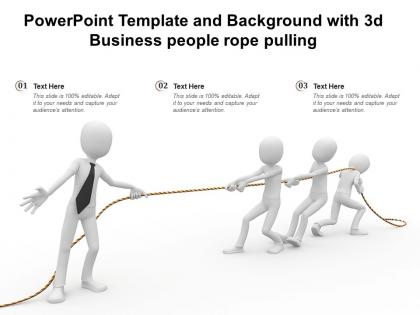 Powerpoint template and background with 3d business people rope pulling