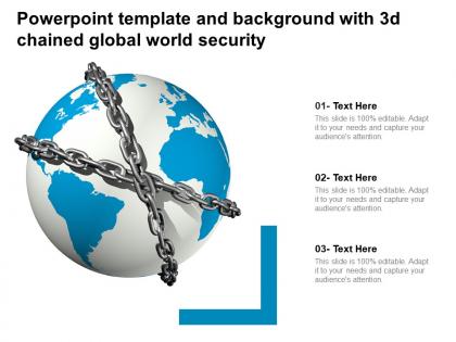 Powerpoint template and background with 3d chained global world security