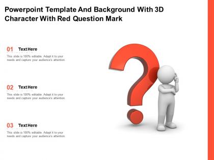 Powerpoint template and background with 3d character with red question mark