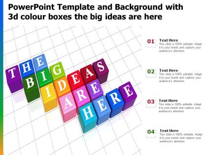 Powerpoint template and background with 3d colour boxes the big ideas are here
