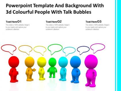 Powerpoint template and background with 3d colourful people with talk bubbles