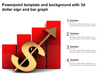 Powerpoint template and background with 3d dollar sign and bar graph