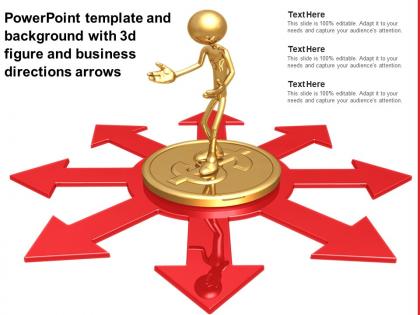 Powerpoint template and background with 3d figure and business directions arrows