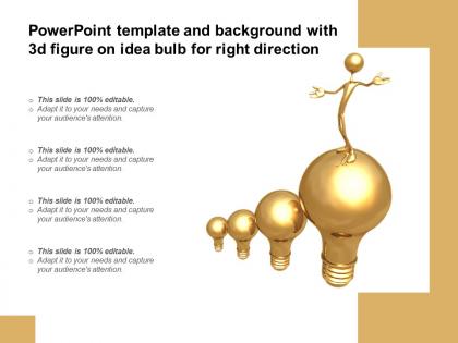 Powerpoint template and background with 3d figure on idea bulb for right direction